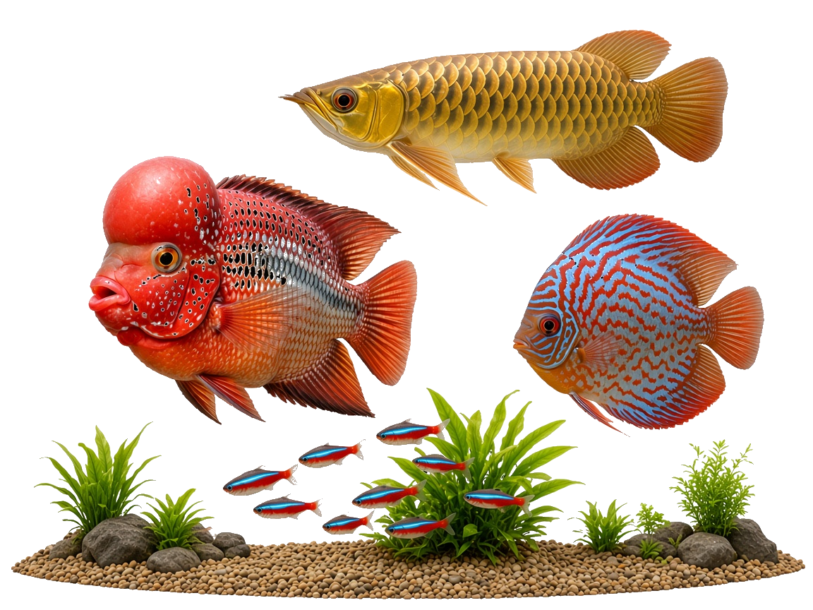 Buy live aquarium fish online including Flowerhorn Arowana Discus and Oscar